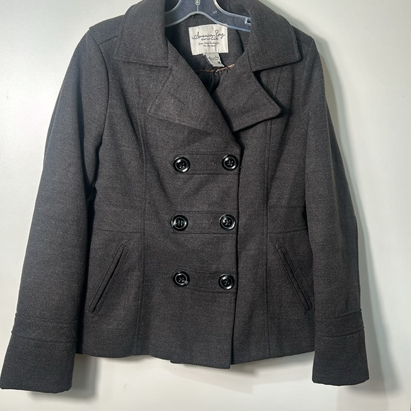 AMERICAN RAG WOMEN PEA COAT LINED DARK GRAY SIZE MEDIUM - Picture 2 of 9